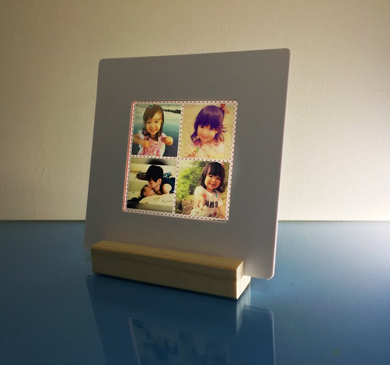 【客製化】微光透卡1張(拼貼你的相片)(木座) 週歲紀念