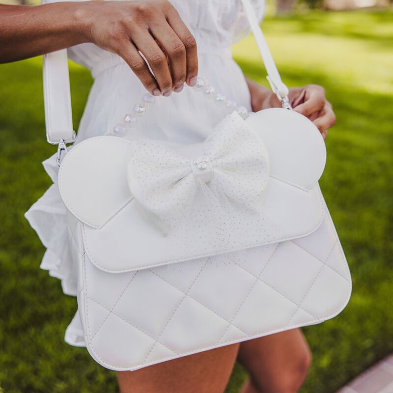 LOUNGEFLY-Minnie romantic wedding style side backpack - Messenger Bags & Sling Bags - Faux Leather White