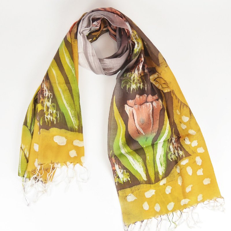 Handmade batik hand-woven cotton scarves - deer - fair trade - Knit Scarves & Wraps - Cotton & Hemp Multicolor