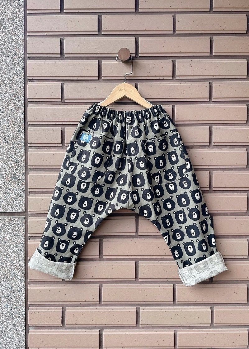 Kyoto Bear Gray - Lun Pants - กางเกง - ผ้าฝ้าย/ผ้าลินิน หลากหลายสี