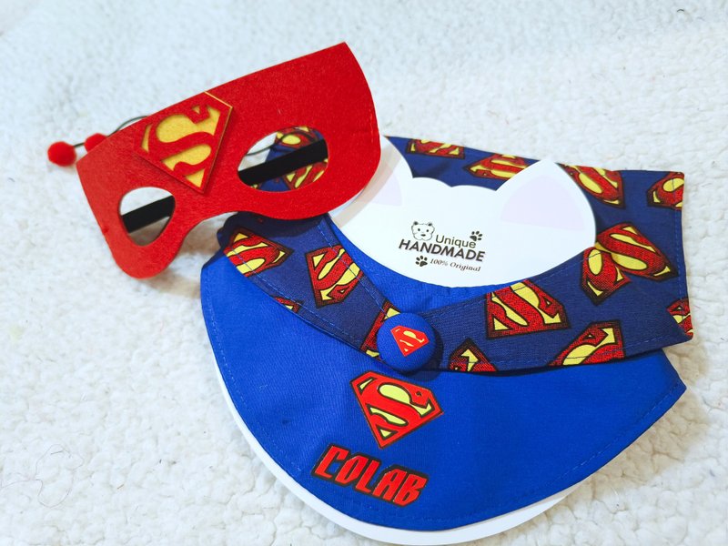 Superman 超人造型 寵物圍巾/頸飾 貓狗犬 圍巾 頸飾 - 寵物衣服 - 棉．麻 紅色
