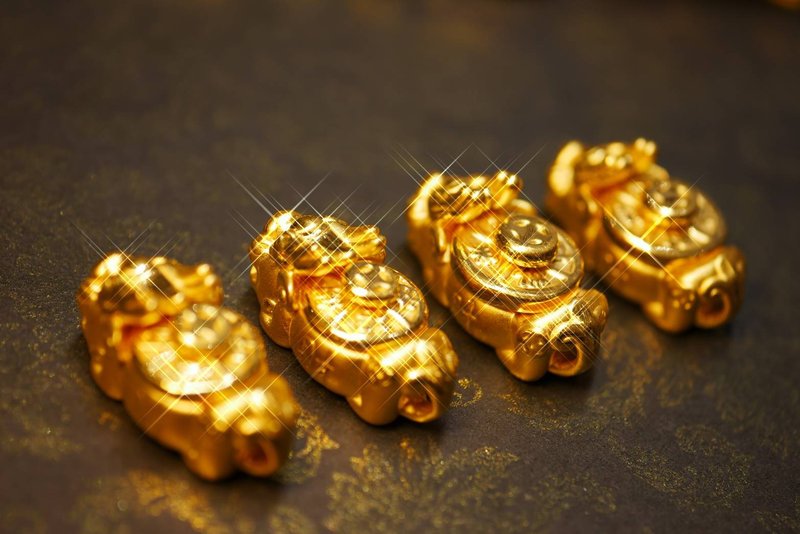 Golden Pixiu-Lucky fortune Pixiu-Gold accessories - สร้อยข้อมือ - ทอง 24 เค สีทอง