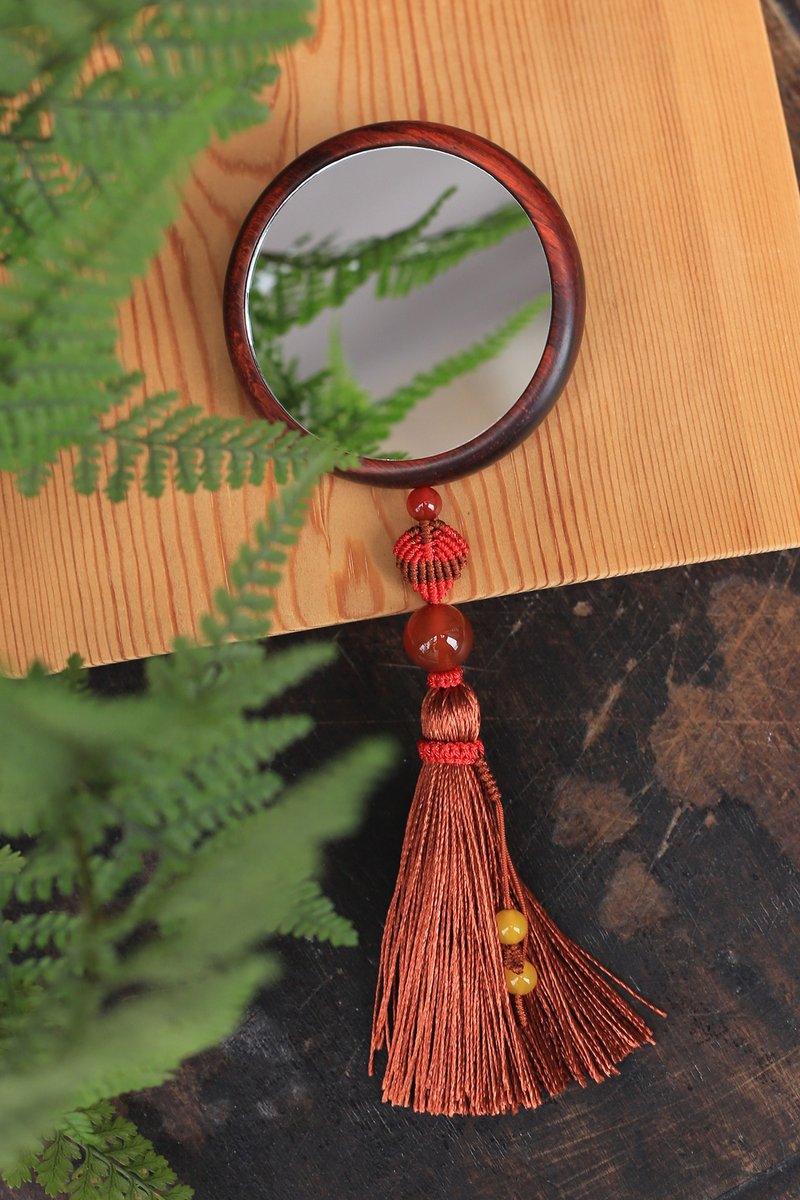 Yiranzhi Wood Art | Rosewood Makeup Mirror | Handmade Kumihimo| Happy Gift - อุปกรณ์แต่งหน้า/กระจก/หวี - ไม้ 