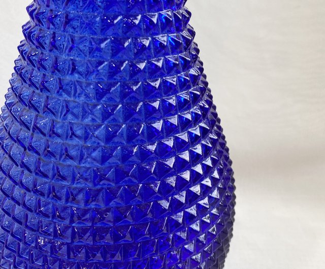 イタリア製　クリスタル　ガラス　アンティーク　脚付　24金　切子　ブルー イタリア製 クリスタル ガラス アンティーク 脚付 24金 切子