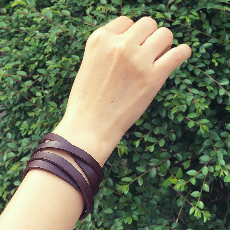 Sophie Leather Bracelet-Black Coco/Oak White - Bracelets - Genuine Leather Brown
