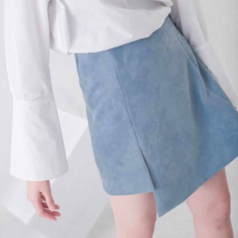 [Fog] blue suede skirt irregular what Navy / blue fog Two colors call between A straight between words and you understand what | Fan Tata independent design Women - กระโปรง - วัสดุอื่นๆ สีน้ำเงิน