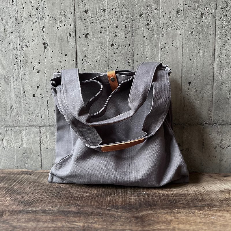 Pifan Double Layer Tote Bag - Pounded Ashes [Changing Tides and Changing Bags] - Handbags & Totes - Cotton & Hemp Gray