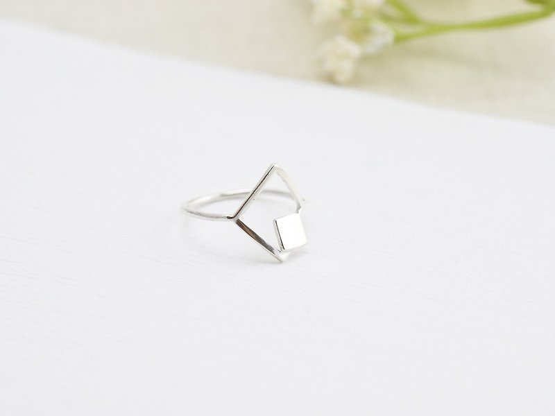 Nude - square double geometry (925 sterling silver ring) - C percent jewelry - แหวนทั่วไป - เงินแท้ สีเงิน