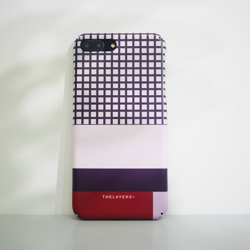 幾何方塊簡約深紅格子拚色Phone case 可刻字訂製原創手機殼 - 手機殼/手機套 - 塑膠 紅色