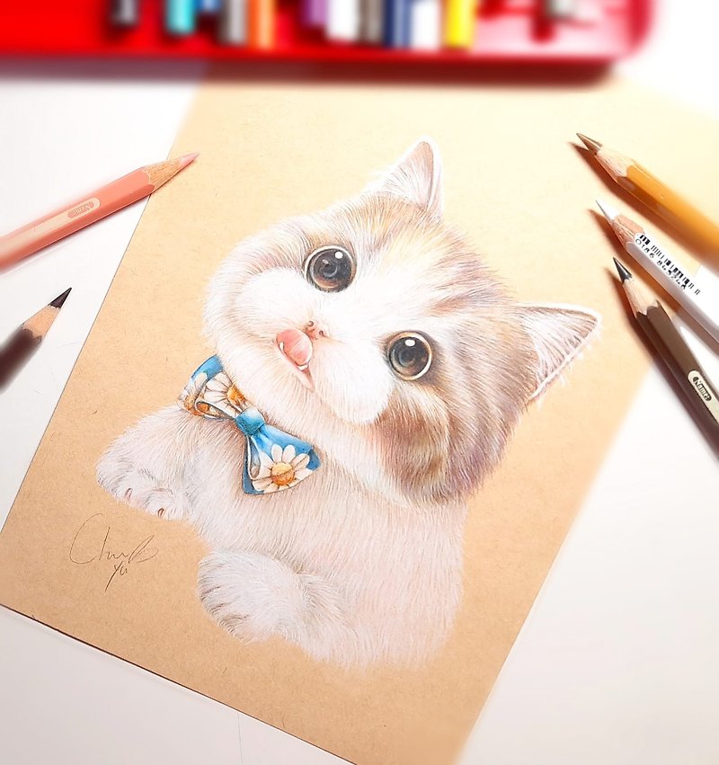 【色鉛筆】客製 寵物似顏繪 8吋無框 色鉛筆原畫 禮物 - 似顏繪/客製畫像 - 紙 多色
