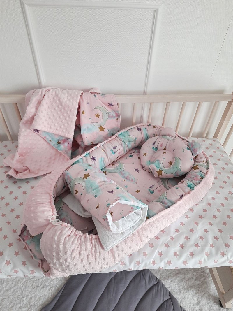 Baby  nest  newborn  0-8 month + cover +  pillow as a gift!! - 彌月禮盒 - 棉．麻 粉紅色