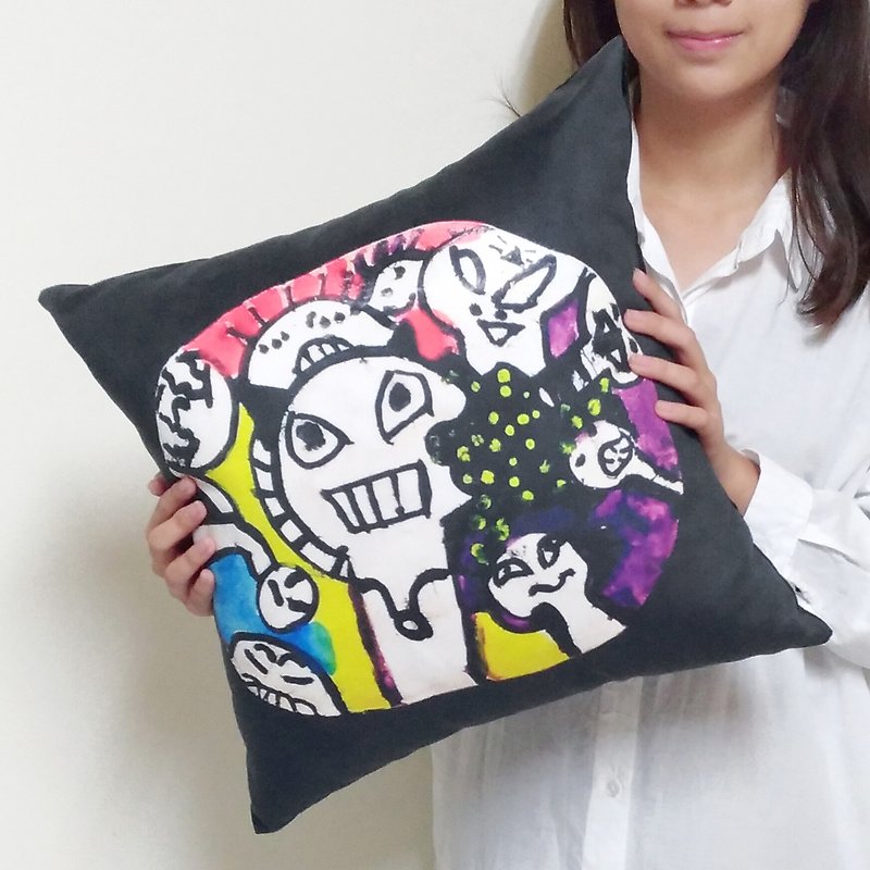 Graffiti Drawing [Customized] Square 45cm Exquisite Large Pillow (with Pillow Core) Parent-Child Gift - หมอน - วัสดุอื่นๆ หลากหลายสี