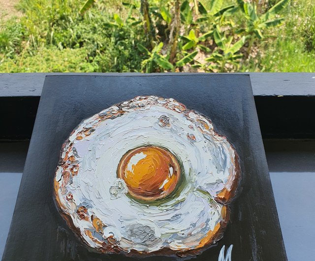 目玉焼き絵画食品オリジナルアートワーク朝食オムレツ壁アート