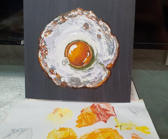 油絵 インテリアアートパネル【目玉焼きトースト】 | HIROSHI1990