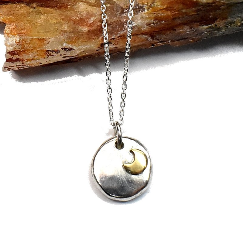 K18 crescent moon silver necklace one-of-a-kind item No-02 - Necklaces - Other Metals Silver