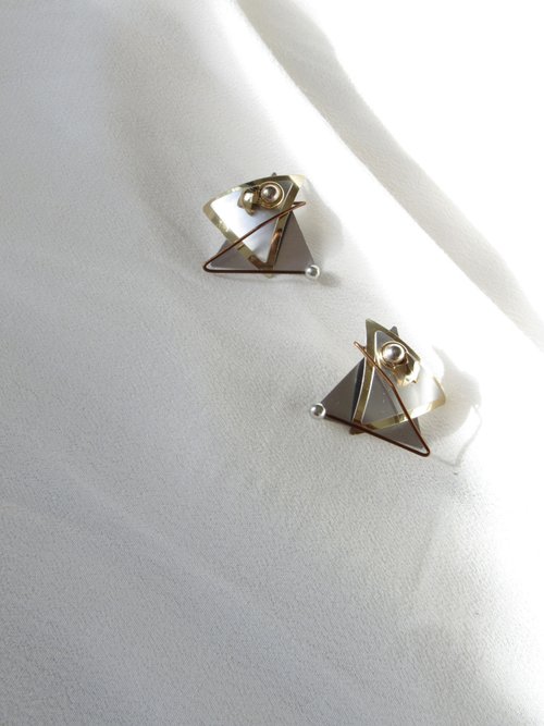 BOITE LAQUE Vintage Geometric Sterling Silver Statement Earrings