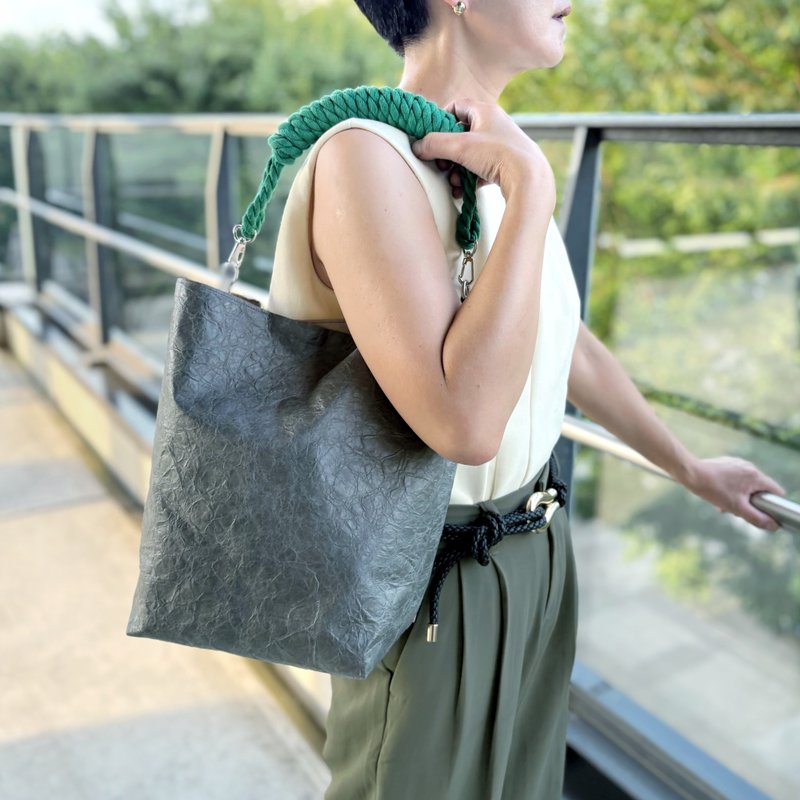 【東京発】特殊素材エコロジーロープショルダー olive gray × green - 側背包/斜背包 - 防水材質 綠色