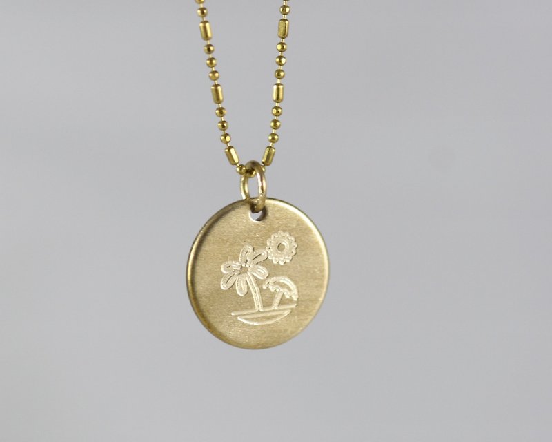 Island-Carving brass necklace - สร้อยคอ - โลหะ สีทอง