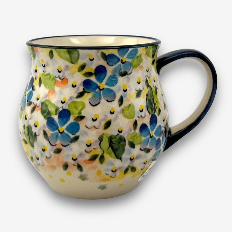 波蘭手繪手工陶-胖胖杯 350ml 水空系列 設計師款 - 其他杯子 - 陶 多色