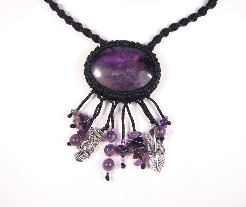 Macrame necklace pattern Amanda, macrame tutorial for beginners with stone wrap - 手工藝教學/工具書 - 其他材質 