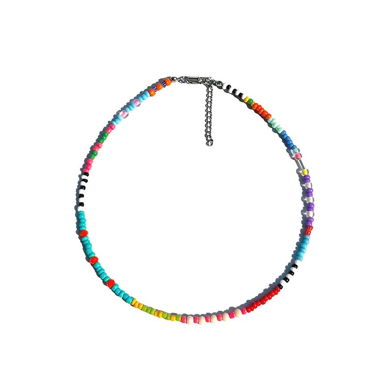 Necklace Zeya • Handmade Necklace Seed Beaded Jewelry Bohemian Fashion Style - Necklaces - Silver Multicolor