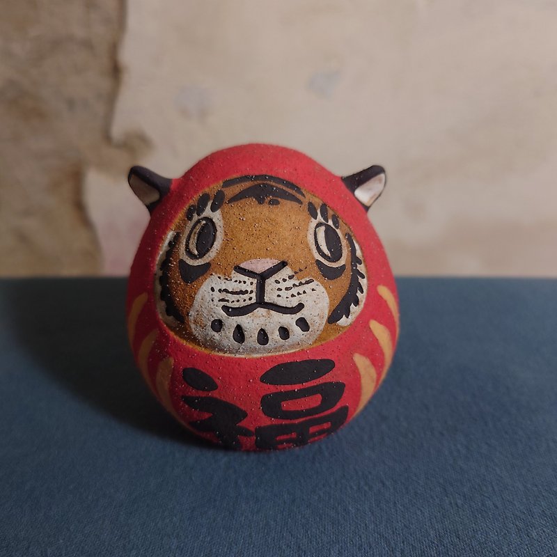 Tiger Tiger Tumbler Ceramic Ornament - Items for Display - Pottery Red