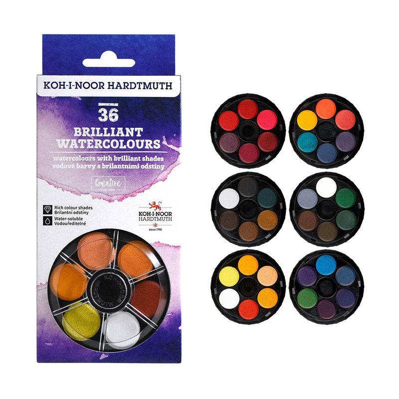 【KOH-I-NOOR】Professional Portable Watercolor Cake (36 Colors)-Spiral Stacking/Good Storage - อุปกรณ์เขียนอื่นๆ - สี หลากหลายสี