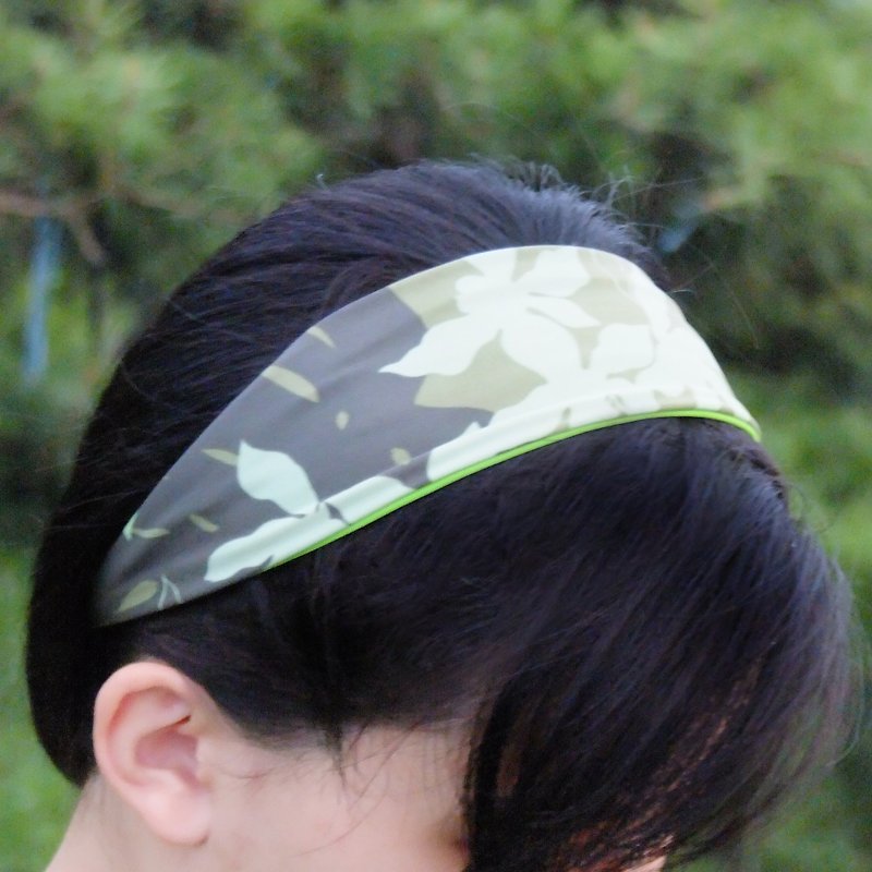 【GREEN LEAVES】Lycra Cozy Stretch Headband - Hair Accessories - Polyester Green