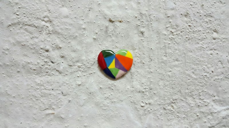 Color heart ceramic pin - Brooches - Pottery Multicolor
