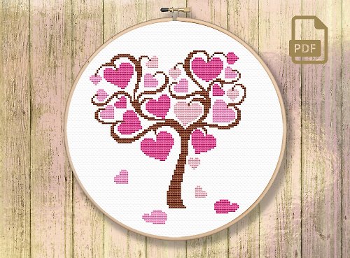 CountryMagicStitch Tree of Hearts Cross Stitch Pattern #v005