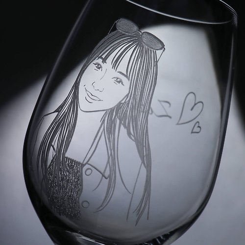 MSA玻璃雕刻 425cc【寫實肖像】(寫實版)女友送禮紅酒杯客製化 情人節七夕送禮