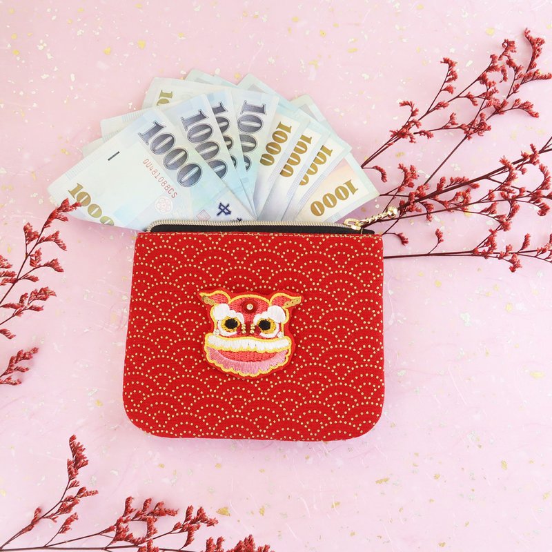 【Guangdong Lion Dance】Red Envelopes/Coin purse/Water repellent/Packaging - กระเป๋าใส่เหรียญ - ผ้าฝ้าย/ผ้าลินิน สีแดง