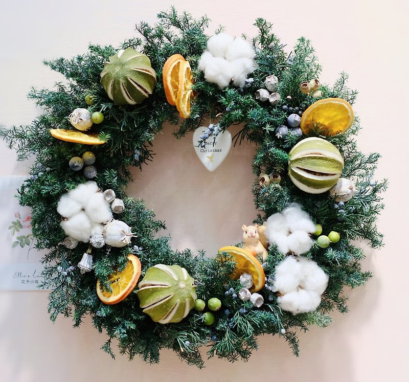 Natural Fruit Slices Everlasting Cedar Christmas Wreath - Dried Flowers & Bouquets - Plants & Flowers Green