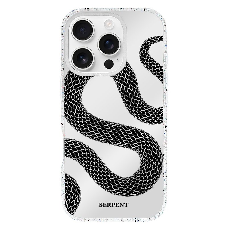 仿真動物系－暗黑系 SERPENT 透彩框 鏡面磁吸版 iPhone 防摔殼 - 手機殼/手機套 - 環保材質 銀色