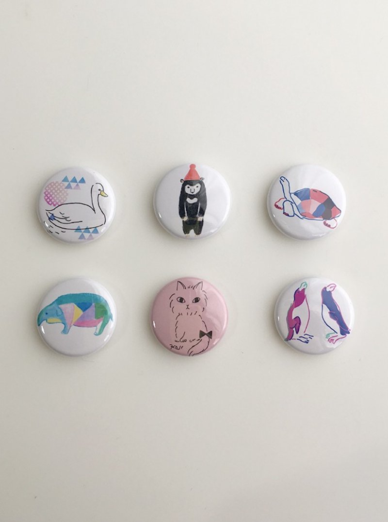 動物たちのミニ缶バッチ　３つセット - 胸針 - 其他金屬 多色