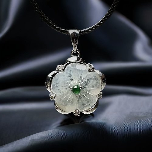 瓔珞珠寶盒 E.L.Jewelry Box 冰種翡翠花朵設計款項鍊 18K金鑽石鑲嵌 | 天然緬甸玉翡翠A貨