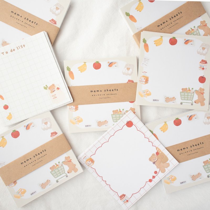 Bear Grocery  Store Memo 60 Sheets, Things to-do List, Note Cards - สมุดบันทึก/สมุดปฏิทิน - กระดาษ หลากหลายสี