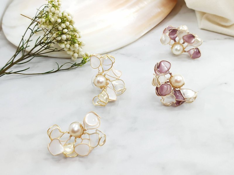 [Online] [Live] Floating Cloud Pearl Earrings Artificial Flower Liquid Resin Hand-made Course [Starting for one person] - Metalsmithing/Accessories - Resin 