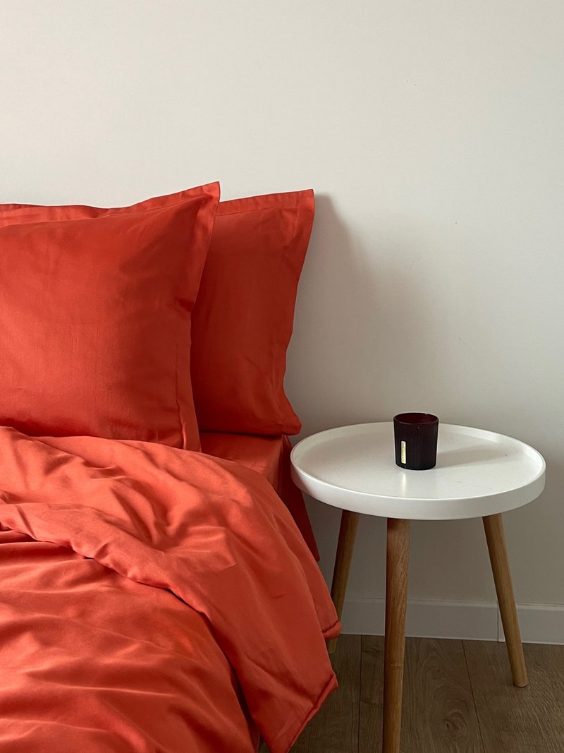 胡蘿蔔色斜紋織被套，天然 100% 純棉 - 寢具/床單/被鋪 - 棉．麻 紅色