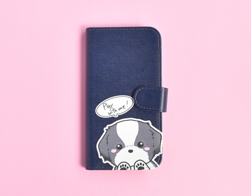 Shih Tzu phone cover - 手機殼/手機套 - 其他材質 藍色