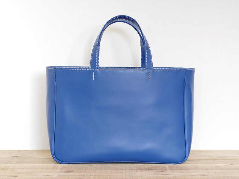 Leather tote bag (A4 size) Blue - Handbags & Totes - Genuine Leather Blue