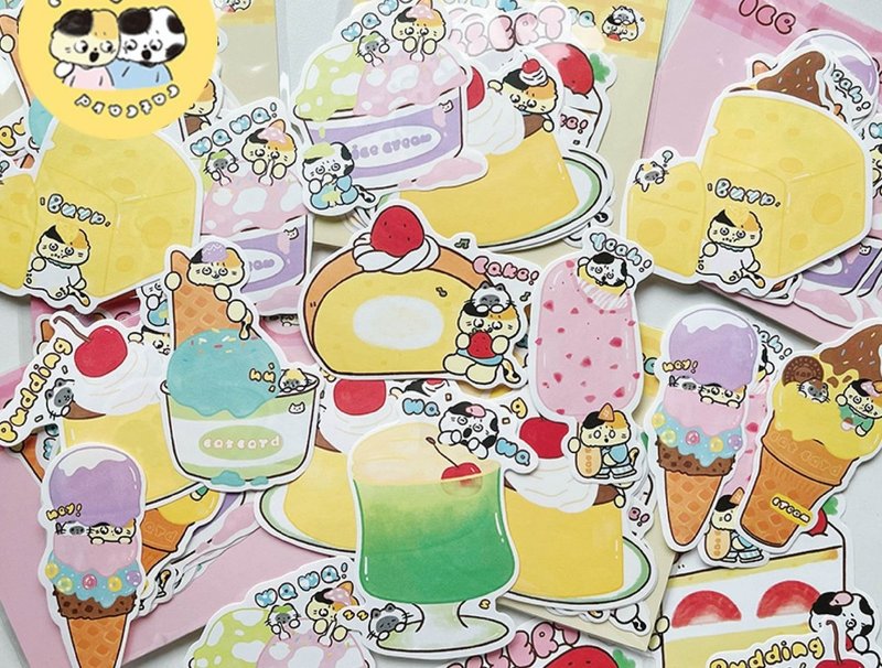 【Salt Soda】Ice Cream/Afternoon Tea Alien Notes Cute Cartoon Notebook Collage - Stickers - Paper Multicolor