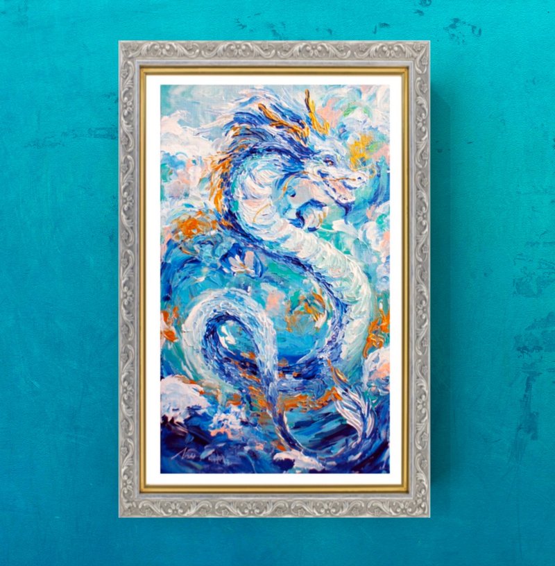 【Only One original picture】Blue dragon　made in japan - โปสเตอร์ - อะคริลิค สีน้ำเงิน