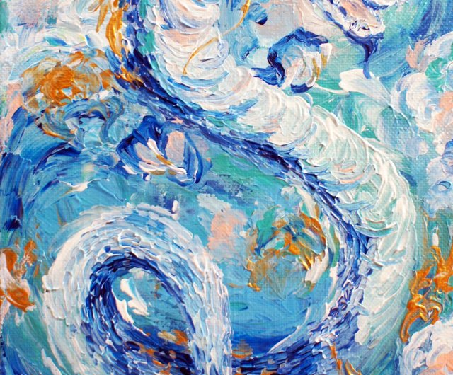 1点物原画】青いドラゴン 青龍 龍 龍神 絵画 - ショップ アート