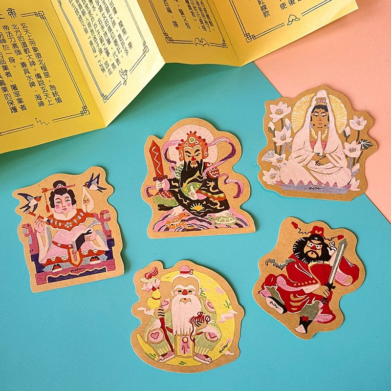 Taiwans Gods Bobee kraft paper stickers- 5 pieces set - สติกเกอร์ - กระดาษ หลากหลายสี