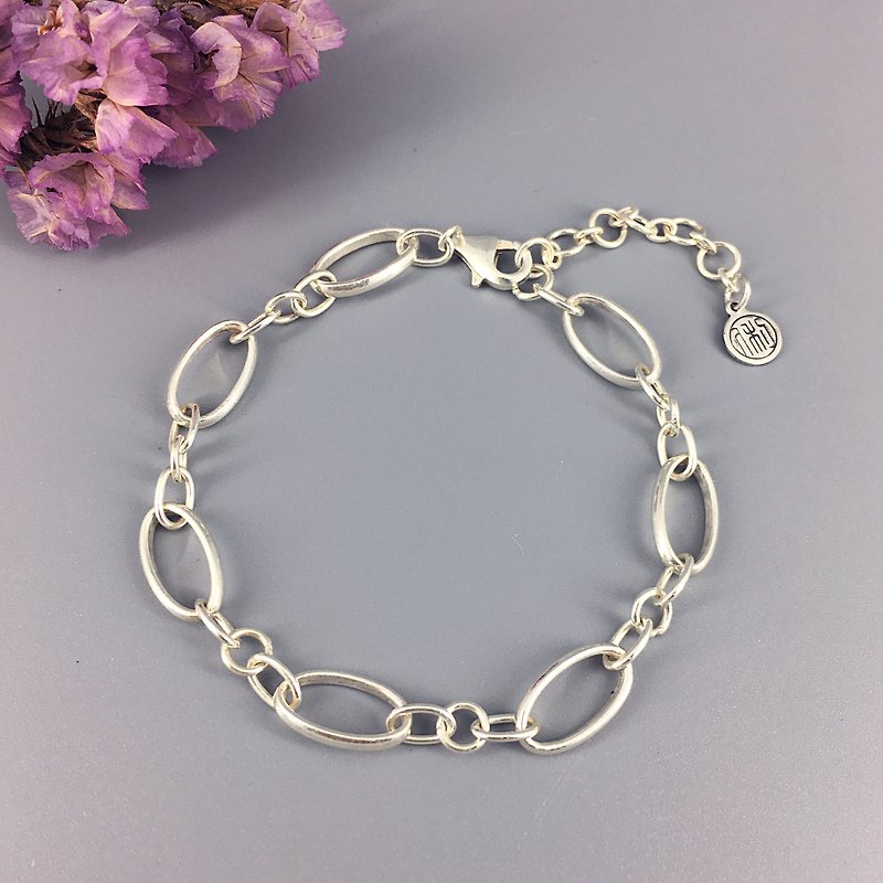 [Out of print special offer] 925 sterling silver bracelet (thick)-oval circle - Bracelets - Sterling Silver Silver
