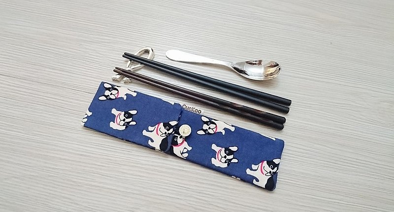 Green tableware storage bag chopsticks bag combination chopsticks special A510 dog models - Chopsticks - Cotton & Hemp 