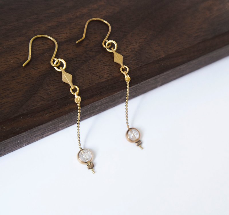 It Get / crystal ball - glass beads Bronze earrings - Earrings & Clip-ons - Copper & Brass Gold