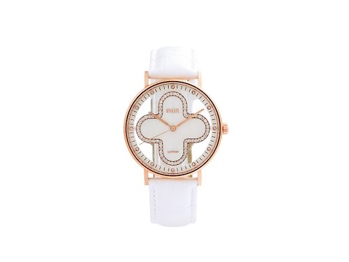 IMIR 艾米爾精品手錶 IMIR 璀璨 | 白珍珠貝 玫瑰金殼 皮錶帶