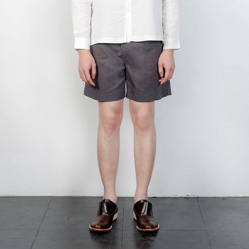 Black and White Cut SS Puzzle Pocket Slim Shorts Grey - Men's Pants - Cotton & Hemp Gray